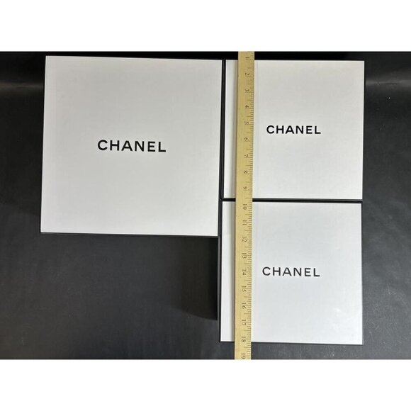 Chanel White & Black Gift Boxes & Tissue 1 large 2 medium Empty Luxury Storage - Picture 2 of 5